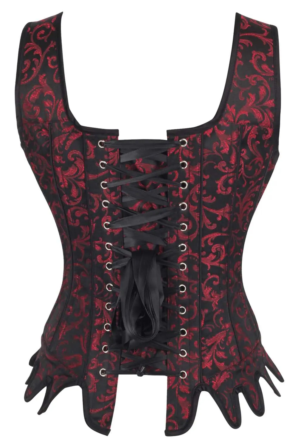 Corset Overbust Oaklen aus burgunderfarbenem Brokat – Eleganz und perfekte Silhouette