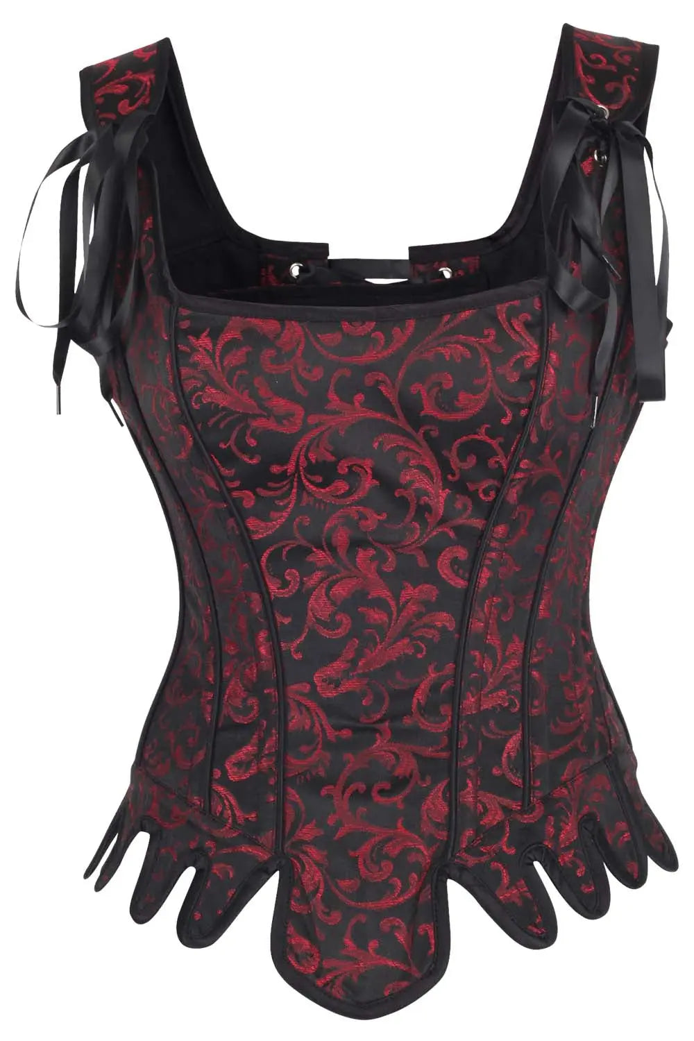 Corset Overbust Oaklen aus burgunderfarbenem Brokat – Eleganz und perfekte Silhouette