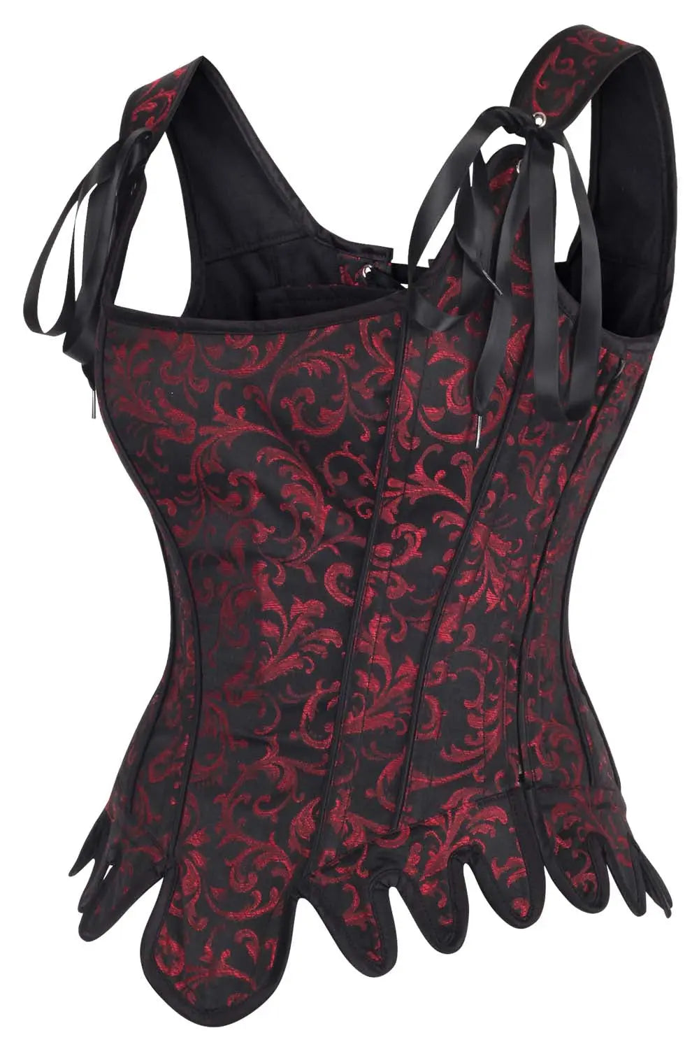 Corset Overbust Oaklen aus burgunderfarbenem Brokat – Eleganz und perfekte Silhouette