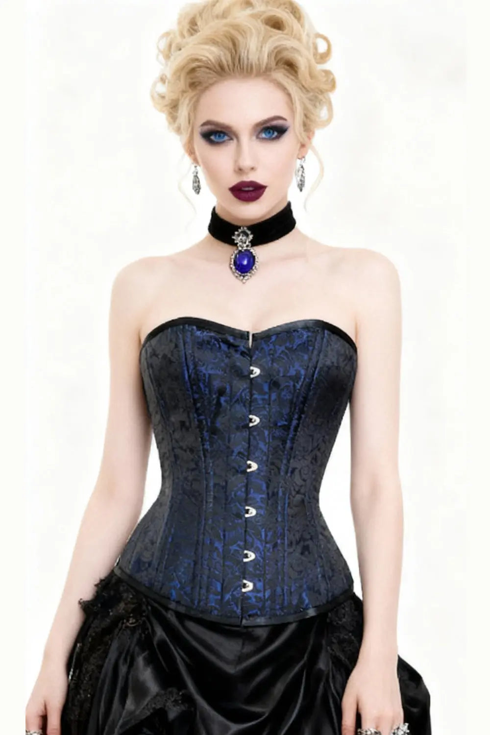 Corset Shenika Overbust Waist Training Blue – Eleganță și Talie Sculptată