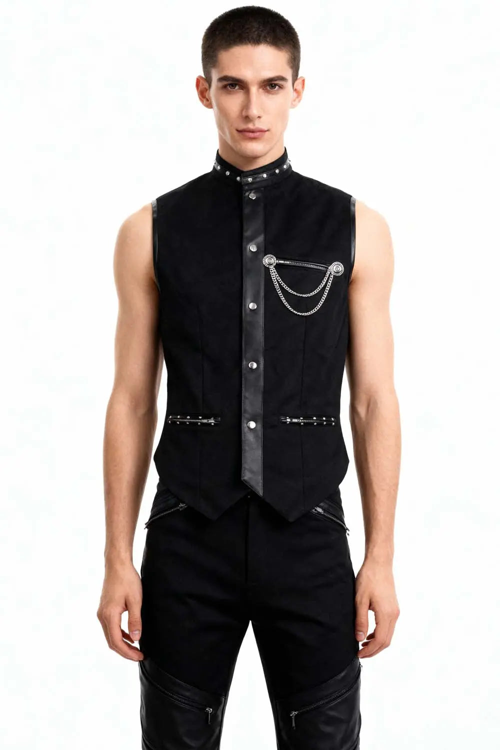 Męska kamizelka gorsetowa Ellayne Gothic – Waist Coat z czarnej bawełny