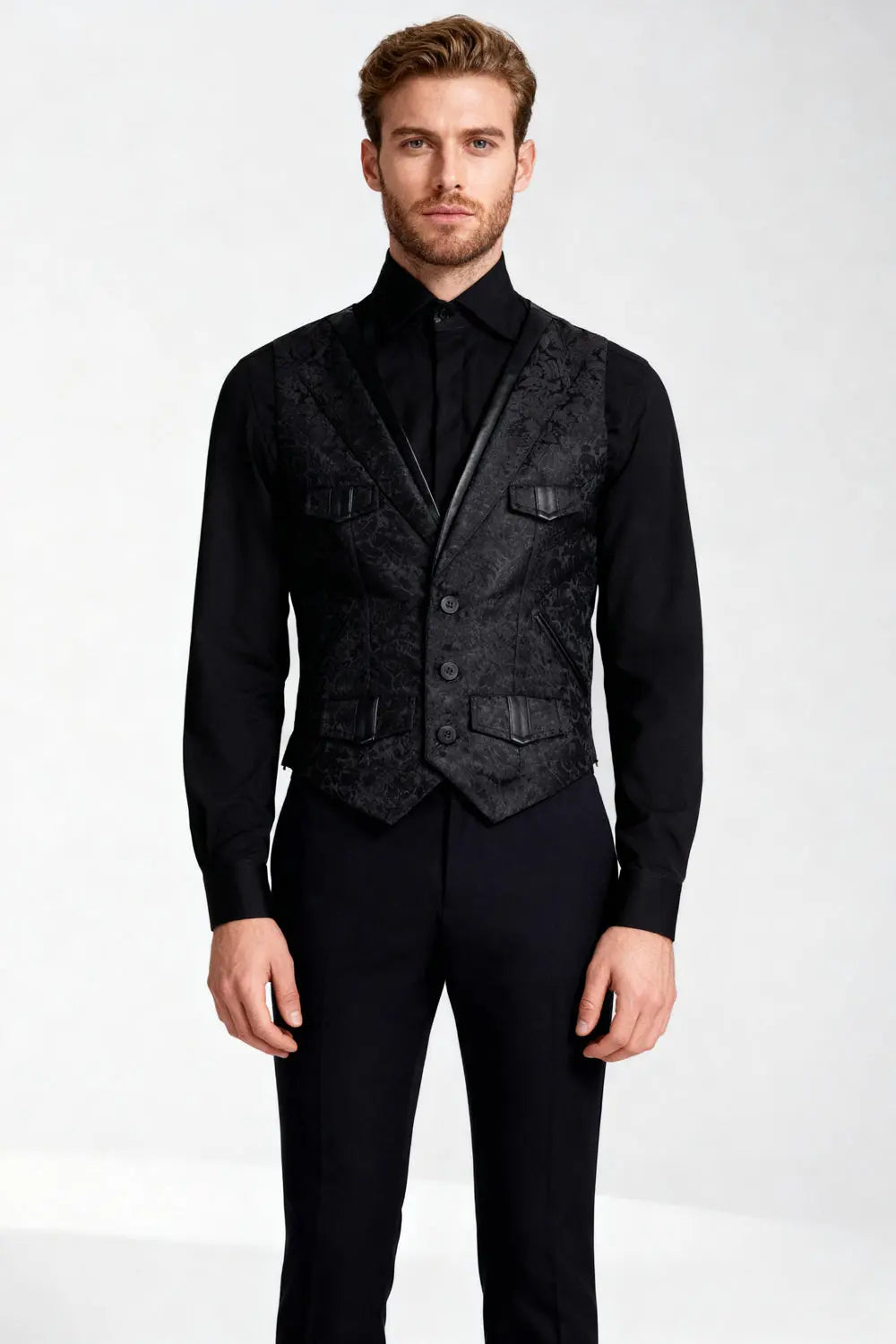 Coder Gothic Korsett Herren – Weste Schwarz