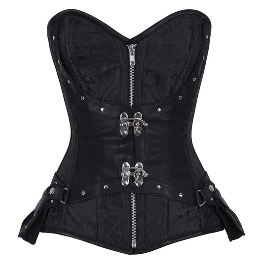 Veto Steampunk Black Brocade Corset
