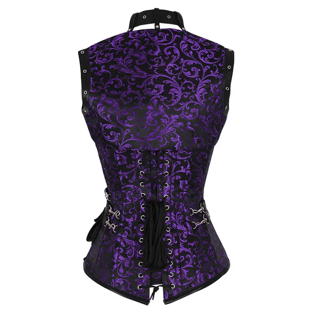 Gorset Nuala Purple Brocade Steampunk Overbust
