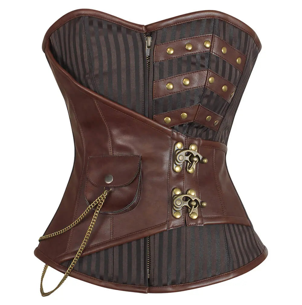 Nesha Steampunk Überbrustkorsett mit hängender Kette