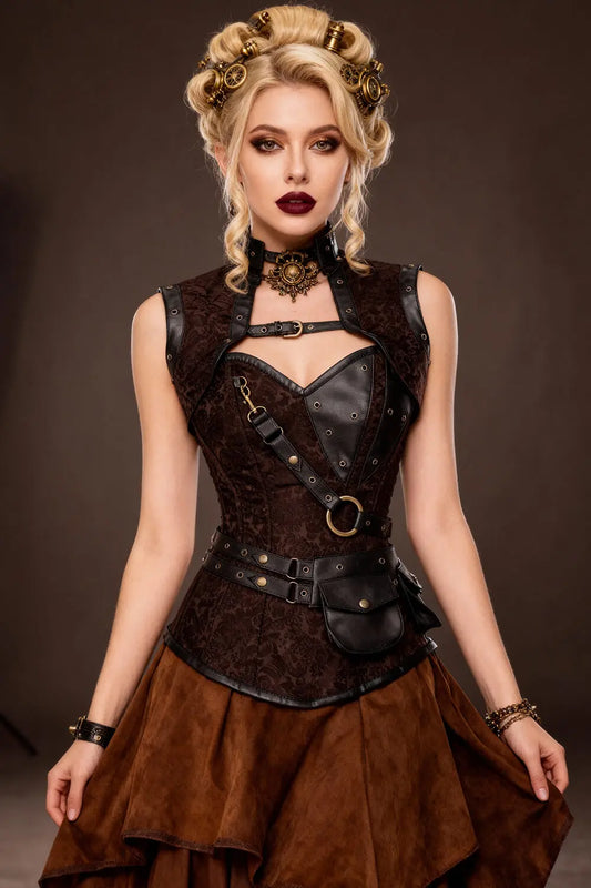 Corset Overbust Steampunk Liz cu Shrug