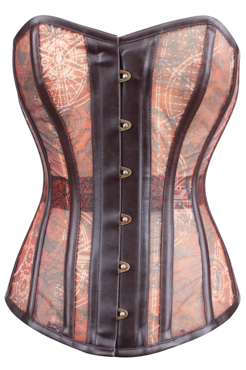 Hollace Printed Mesh Steampunk Overbust Corset