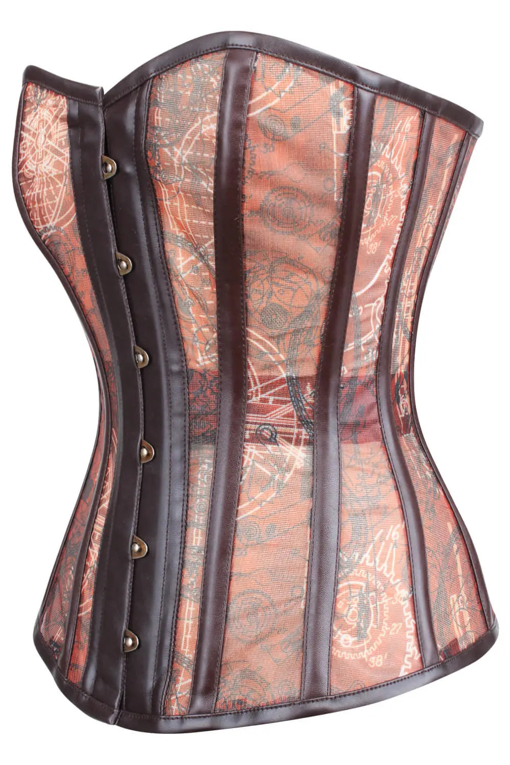 Hollace Printed Mesh Steampunk Overbust Corset