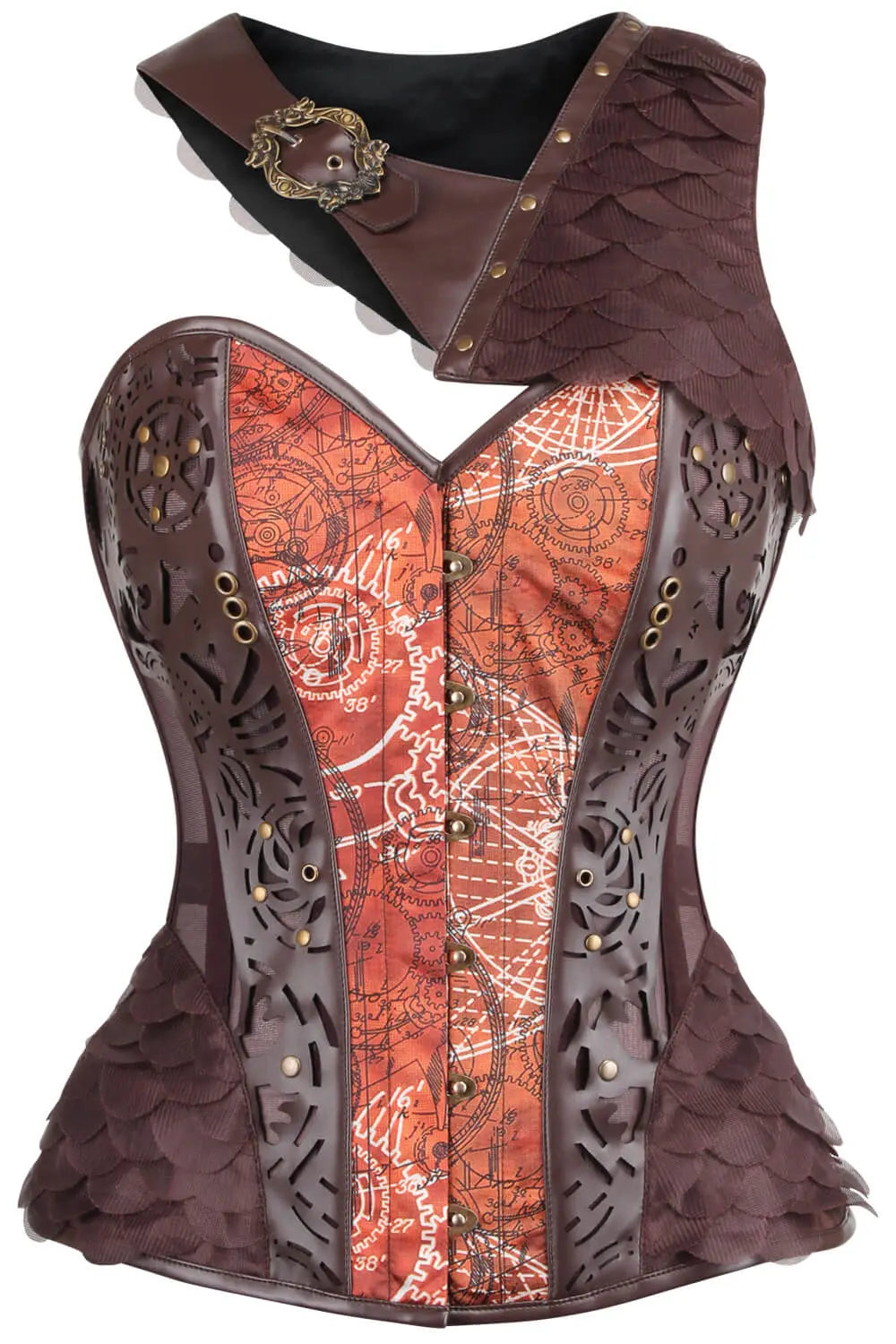 Starlet Steampunk Print Overbust Corset with Shrug