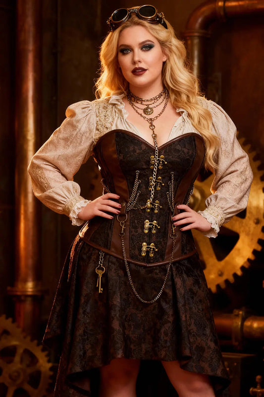 Gorset Emmery Steampunk z łańcuchami