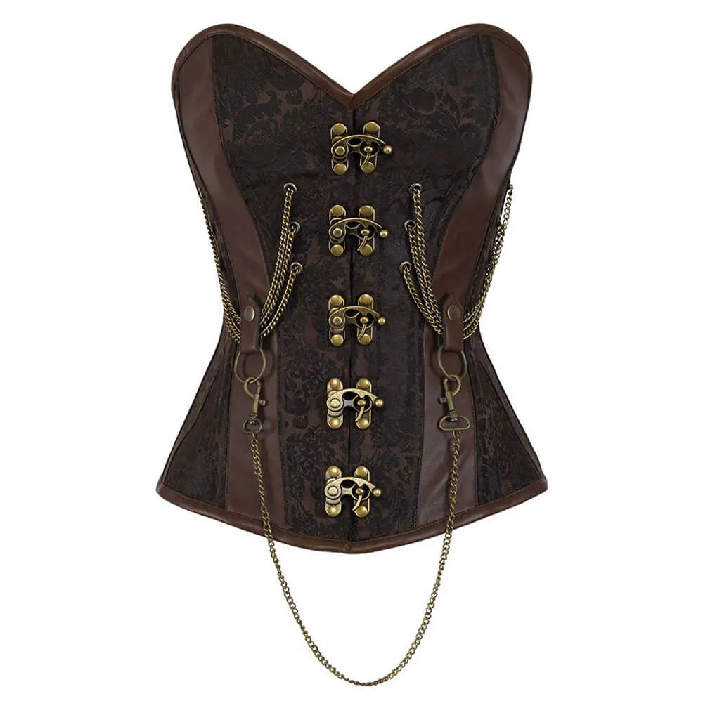 Emmery Steampunk Overbust Korsett mit Ketten
