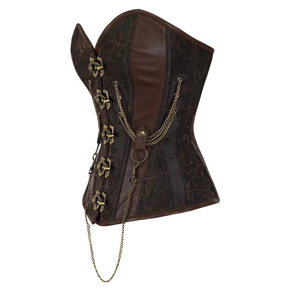 Emmery Steampunk Overbust Korsett mit Ketten
