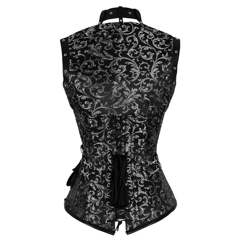Harpinna Steampunk Silver Overbust Corset with Shrug