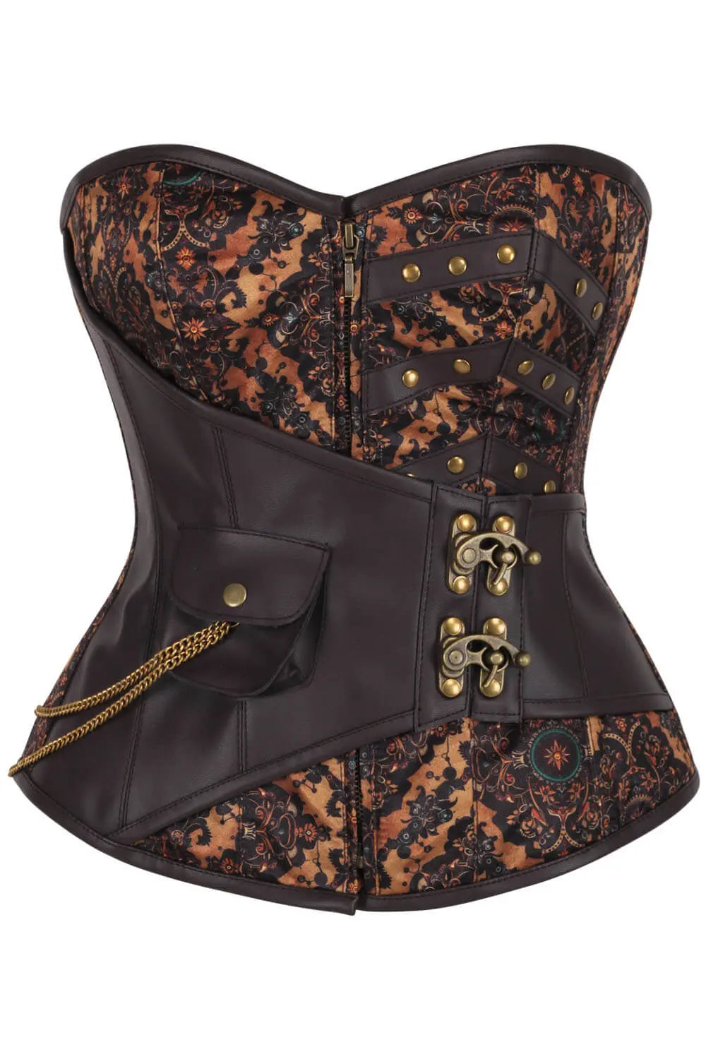 Tannis verziertes Blumen-Steampunk-Korsett mit Überbrust