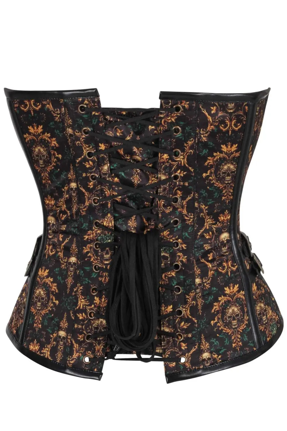 Corset Overbust Steampunk Jamiesha – Motive Baroc cu Cranii, Model Ameera