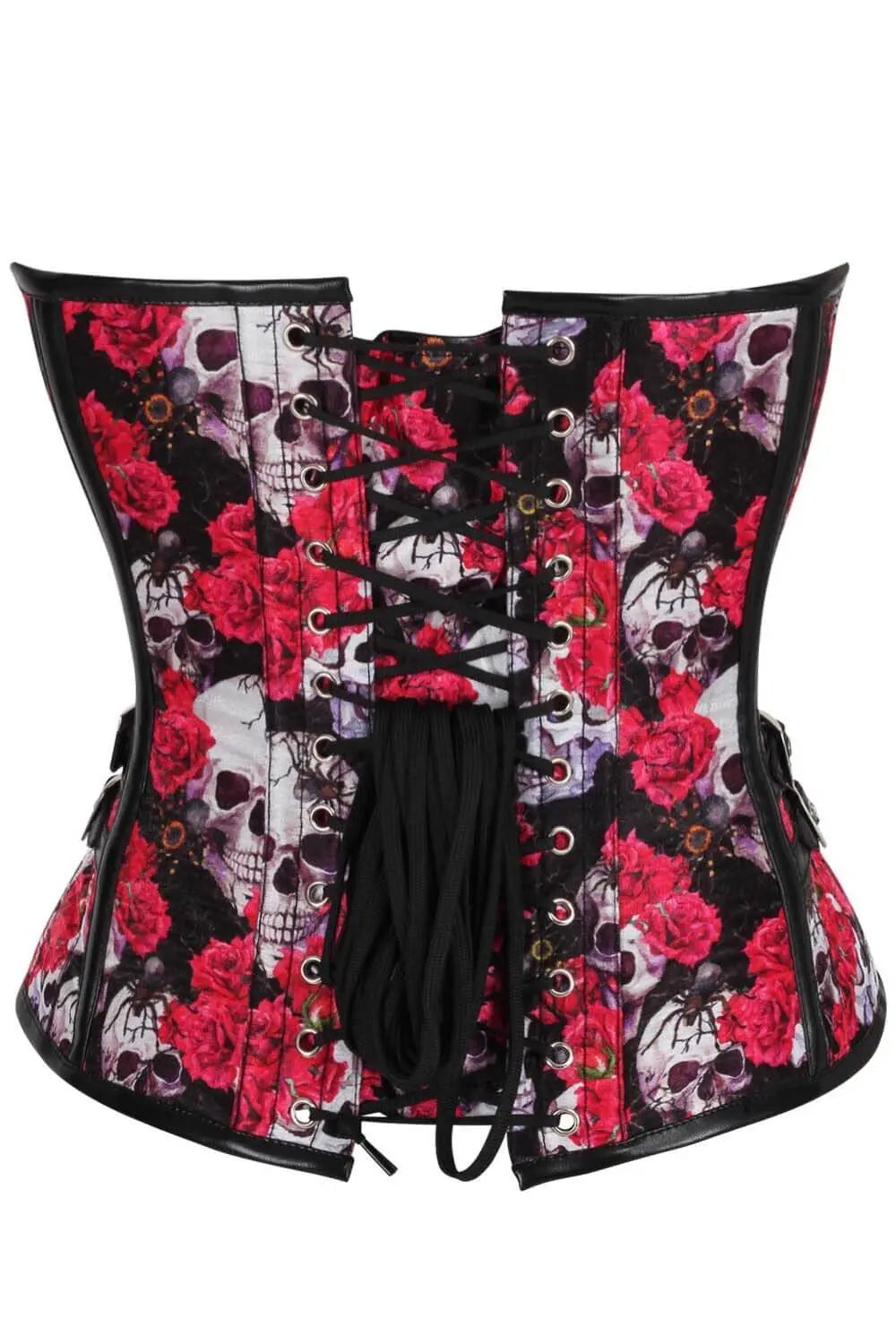 Corset Overbust Steampunk Skull &amp; Red Rose – Design Gothic Romantic, Model Ameera