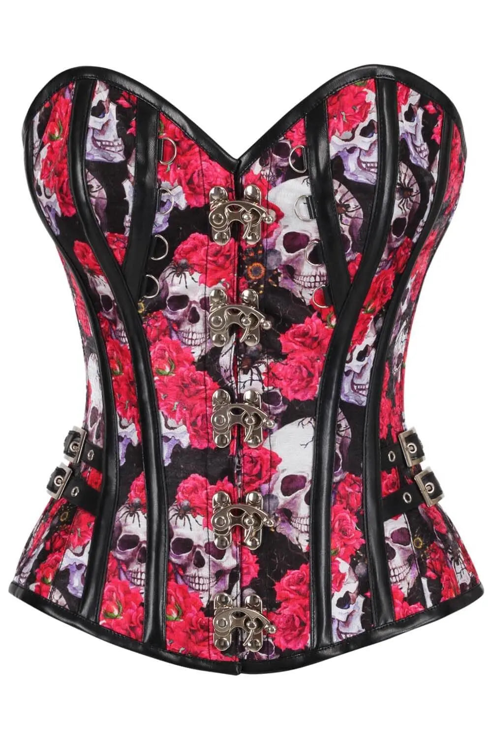 Corset Overbust Steampunk Skull &amp; Red Rose – Design Gothic Romantic, Model Ameera