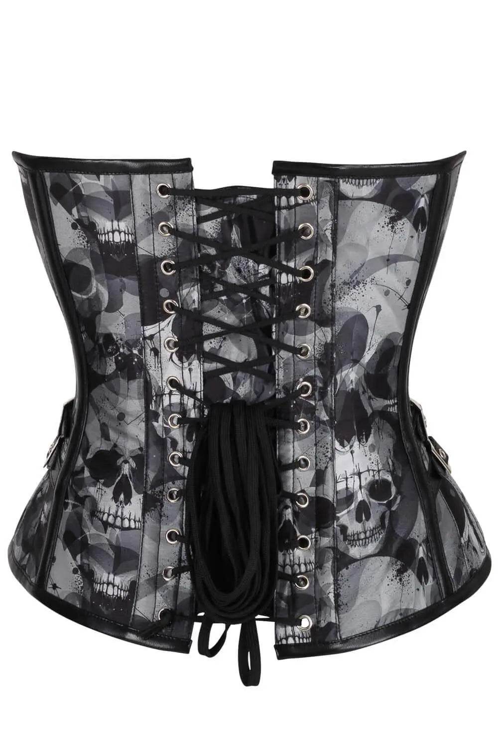 Corset Overbust Steampunk cu Print Abstract Skull – Design Gothic Industrial, Model Ameera
