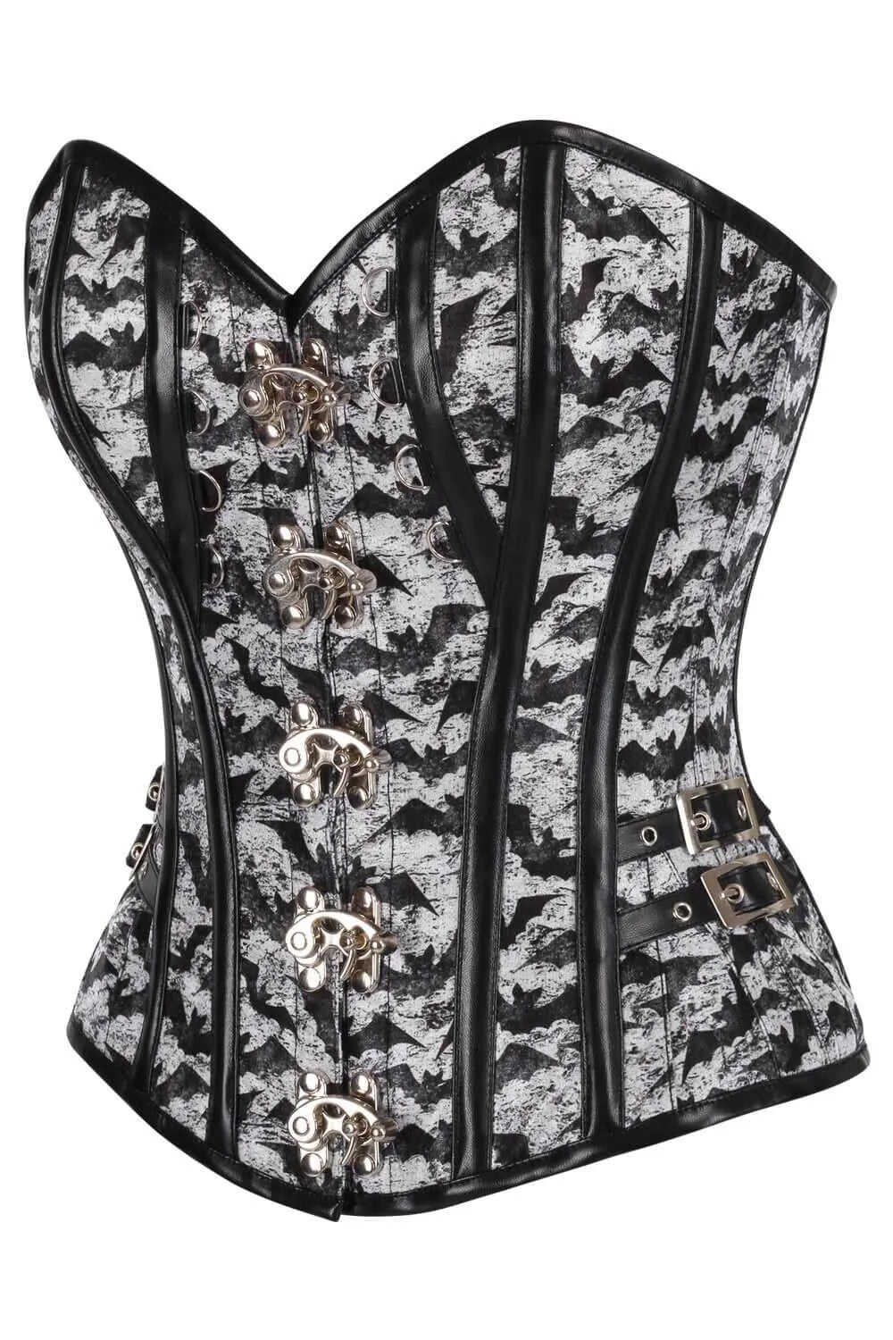 Corset Shirlee Gothic Bat Print Overbust – Stil Dark și Accente Steampunk