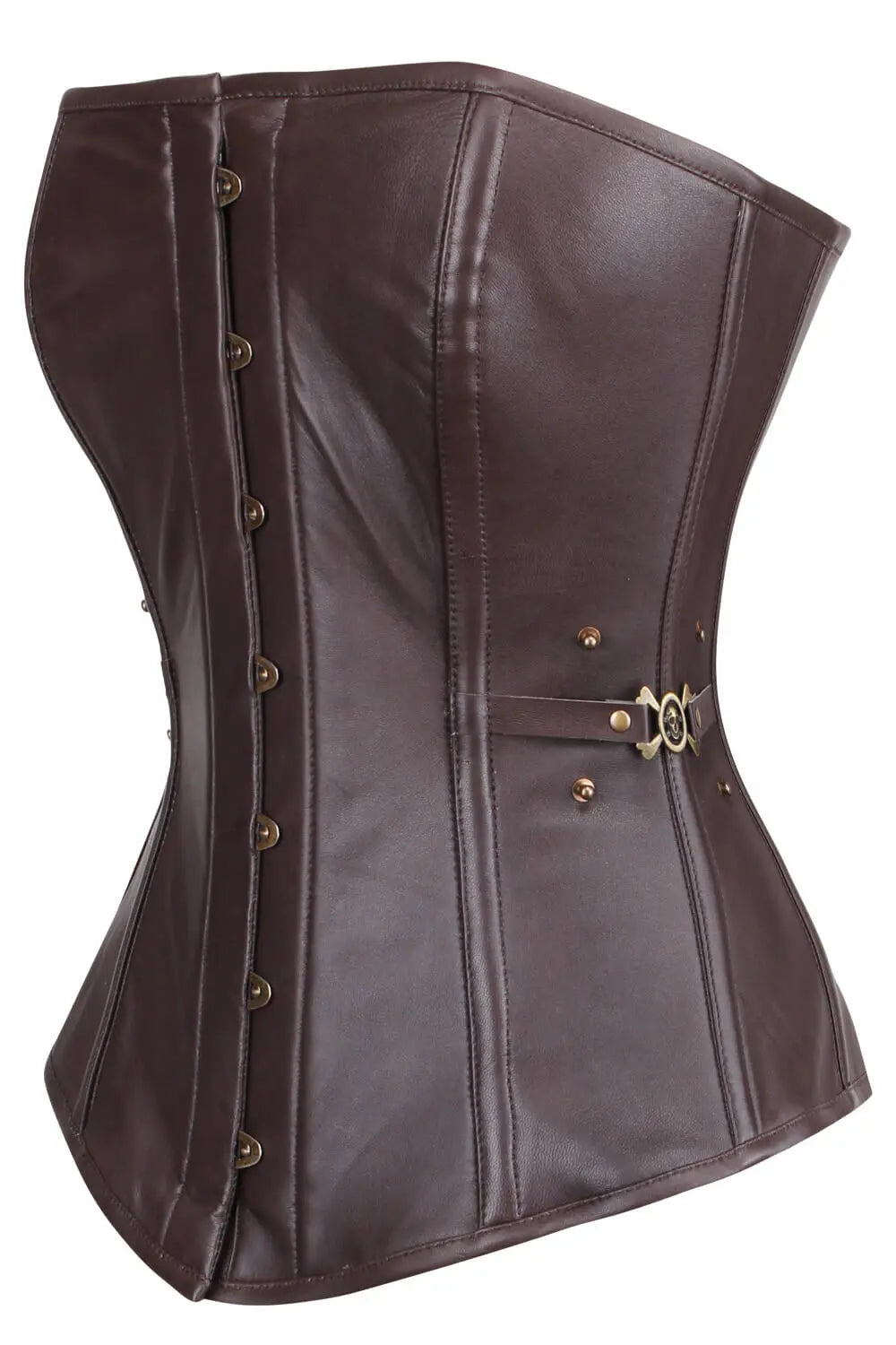 Jaclynn Steampunk Overbrustkorsett aus Kunstleder