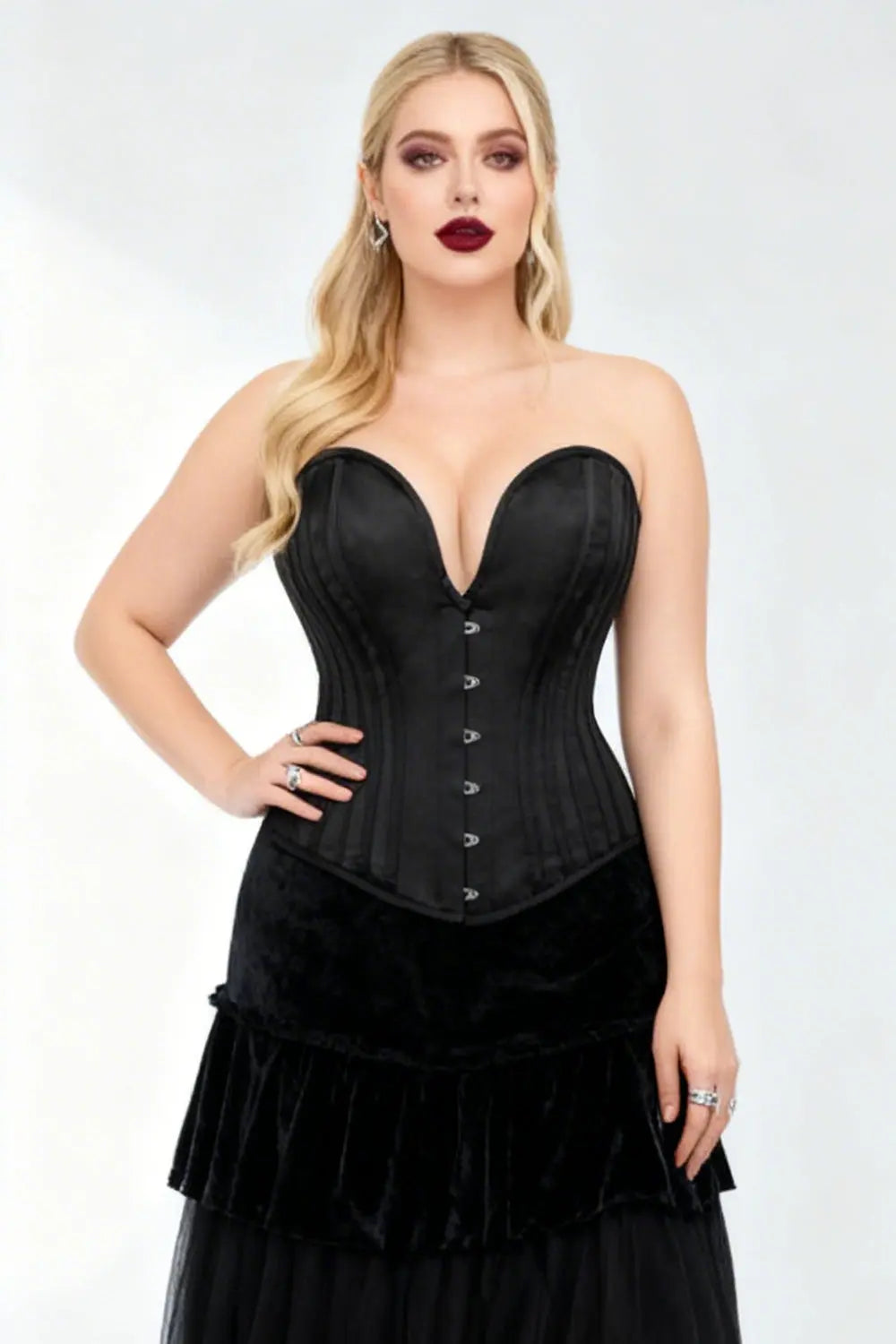 Korsett Overbust Marise Schwarzer Satin – CWSALE (BC-002)