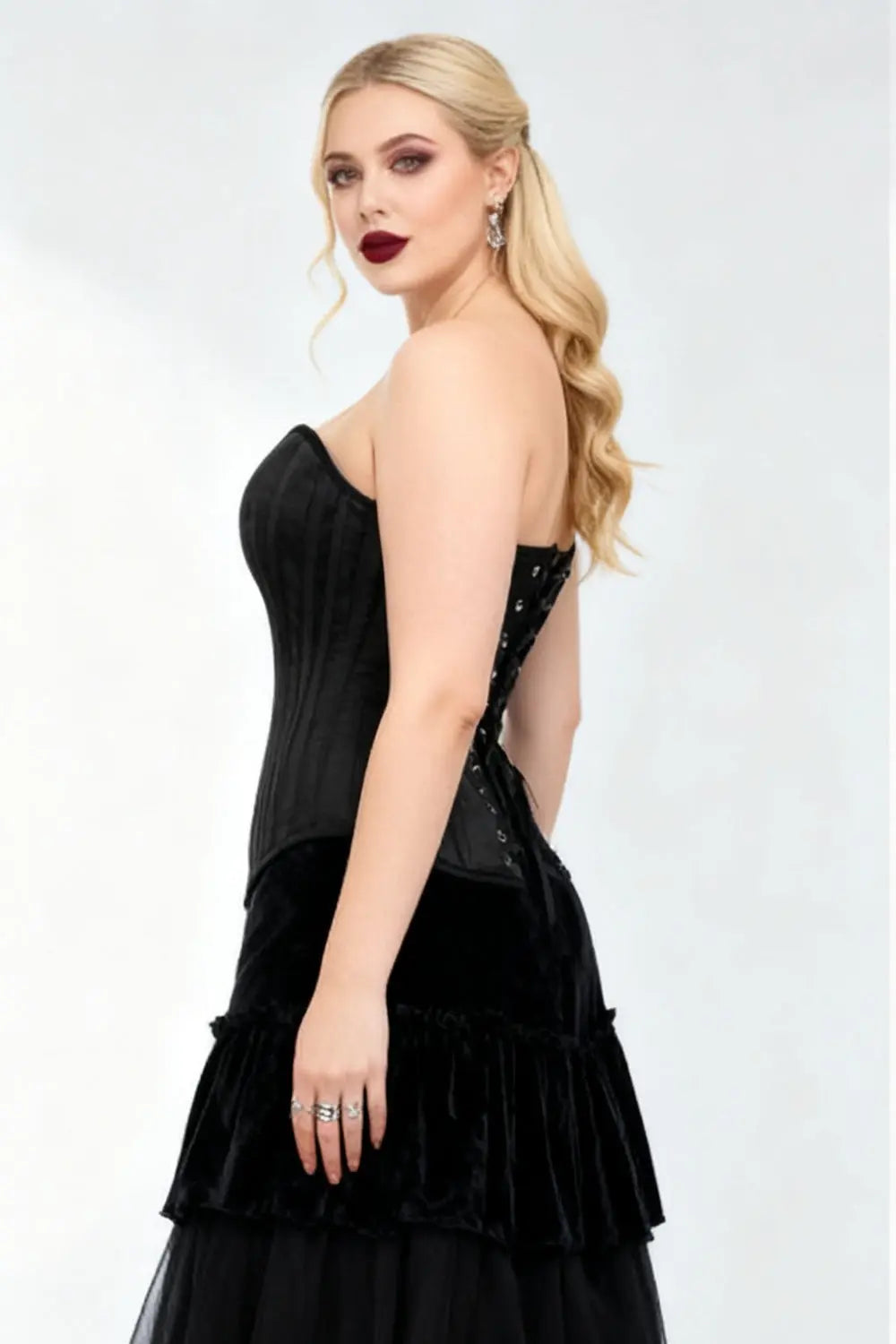 Korsett Overbust Marise Schwarzer Satin – CWSALE (BC-002)