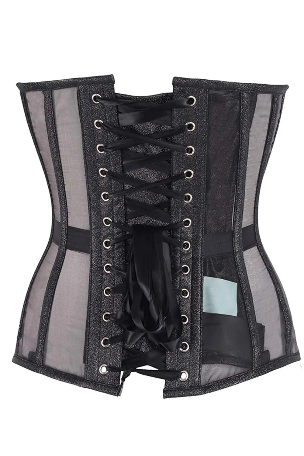 Corset Sachi Glitter cu Plasă Mesh Overbust