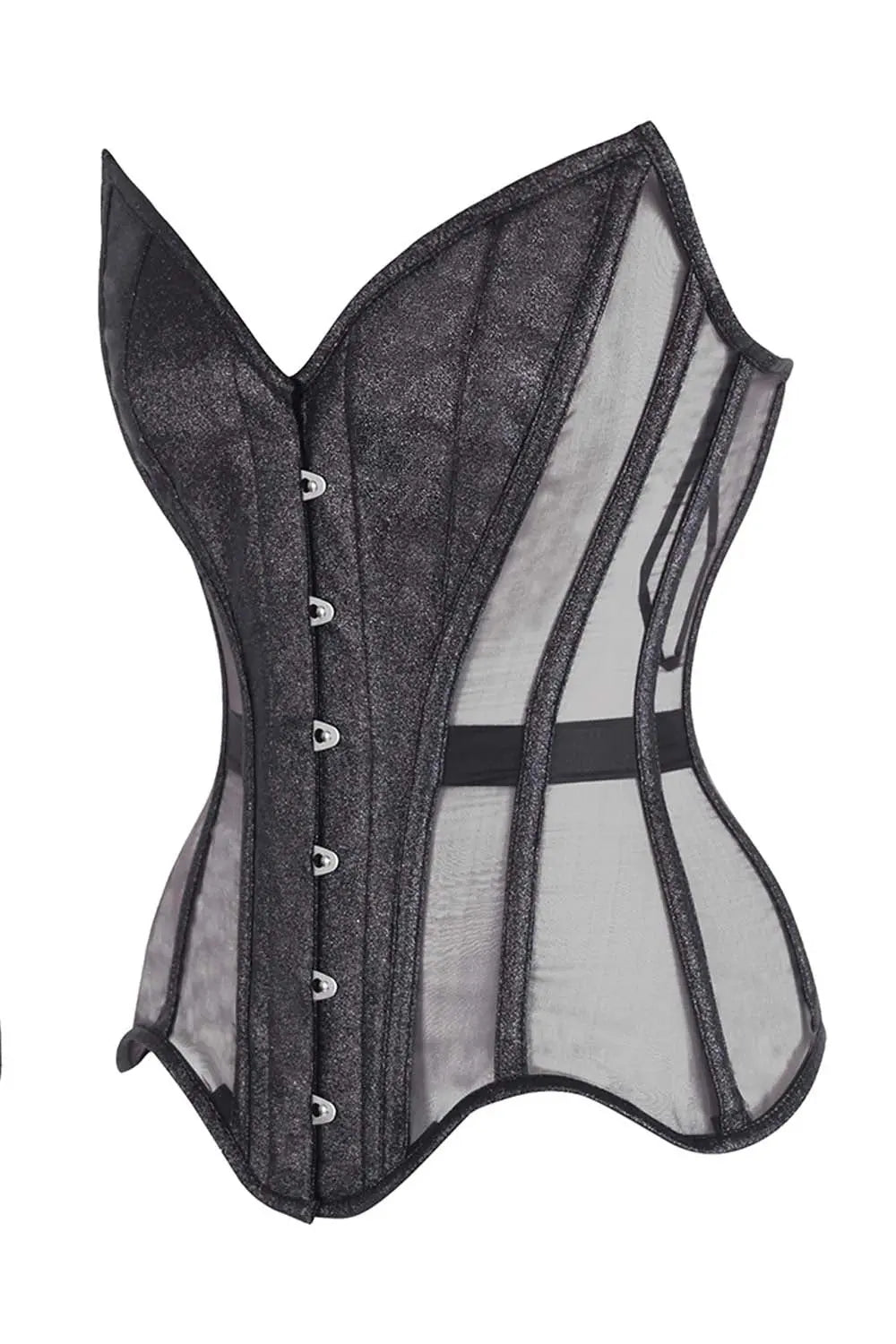 Corset Sachi Glitter cu Plasă Mesh Overbust