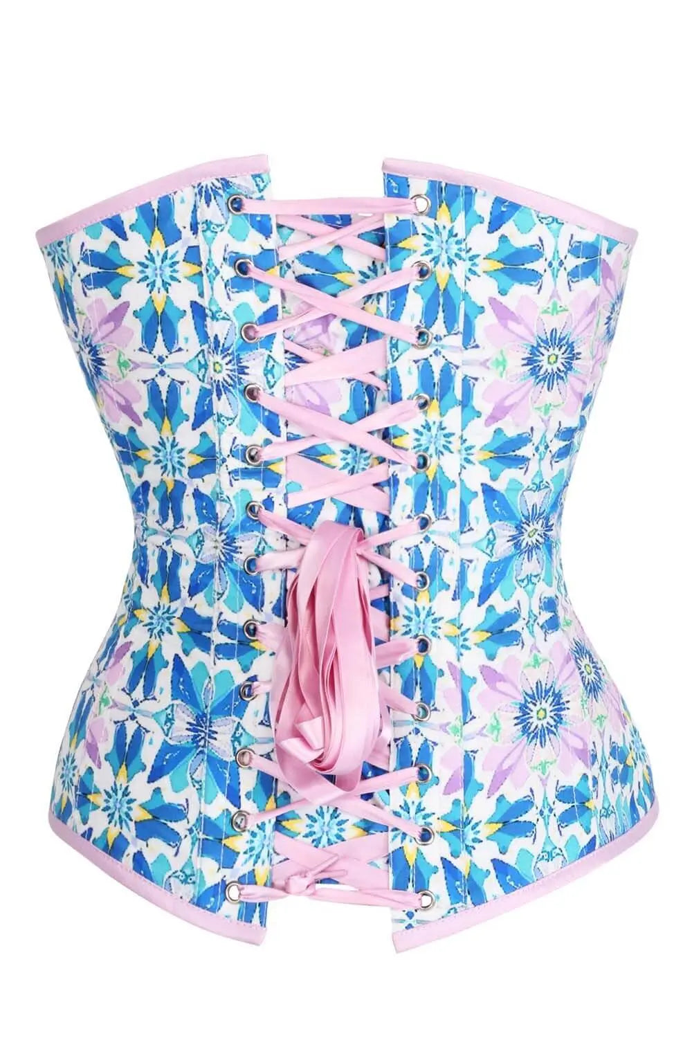Corset Amoura Blue Floral Mosaic Overbust – Elegant și Sexy