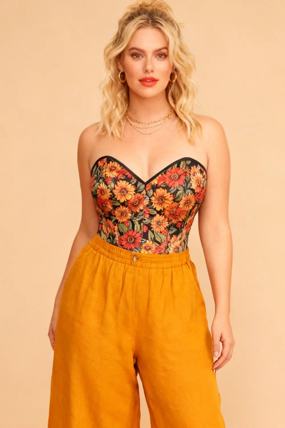 Korsett Hailee Sunflower Overbust – Blumenmuster Elegant