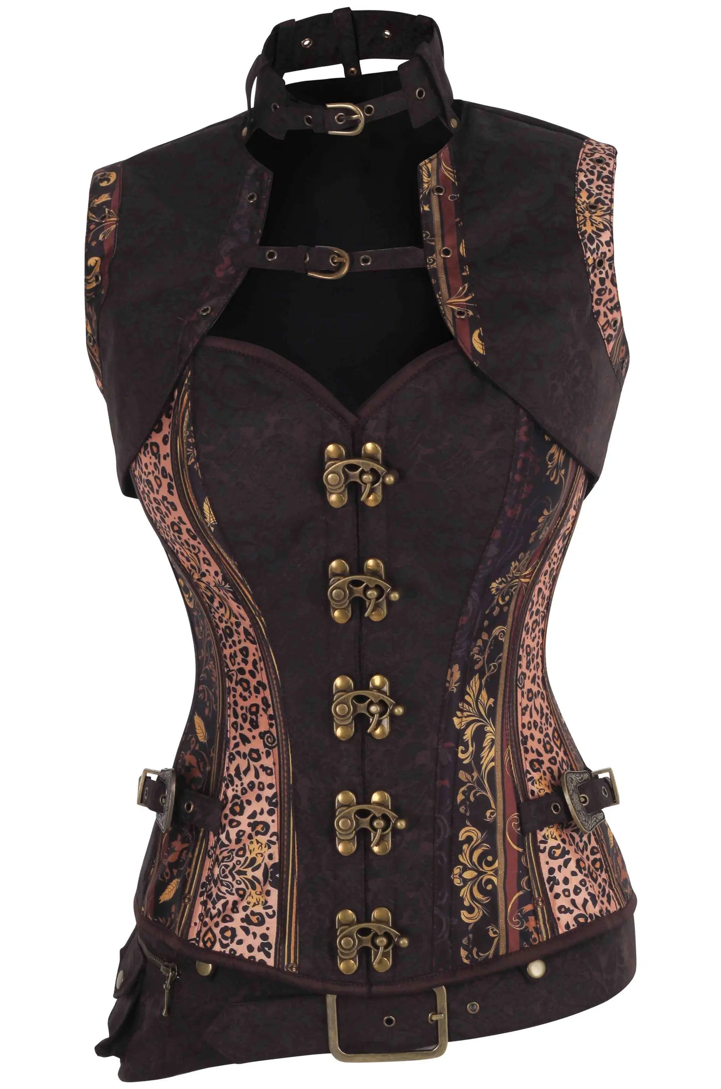 Sharita Steampunk Leopard Baroque Overbust Corset – gotycka elegancja i śmiały styl
