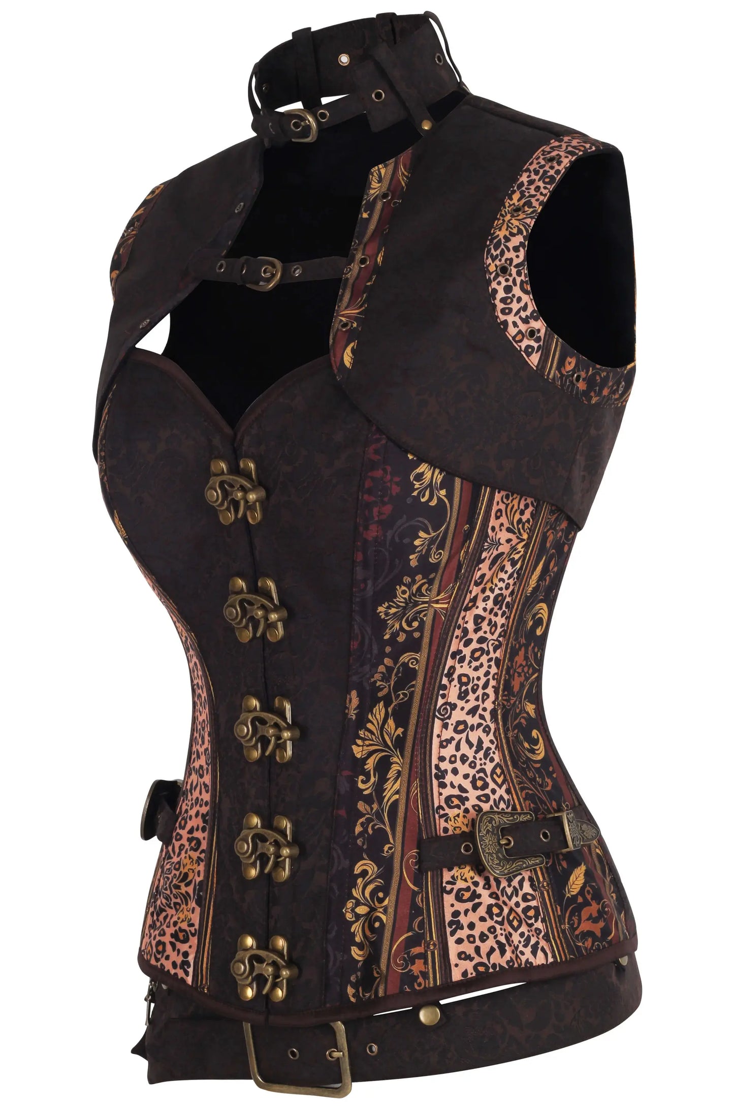 Sharita Steampunk Leopard Baroque Overbust Corset – gotycka elegancja i śmiały styl