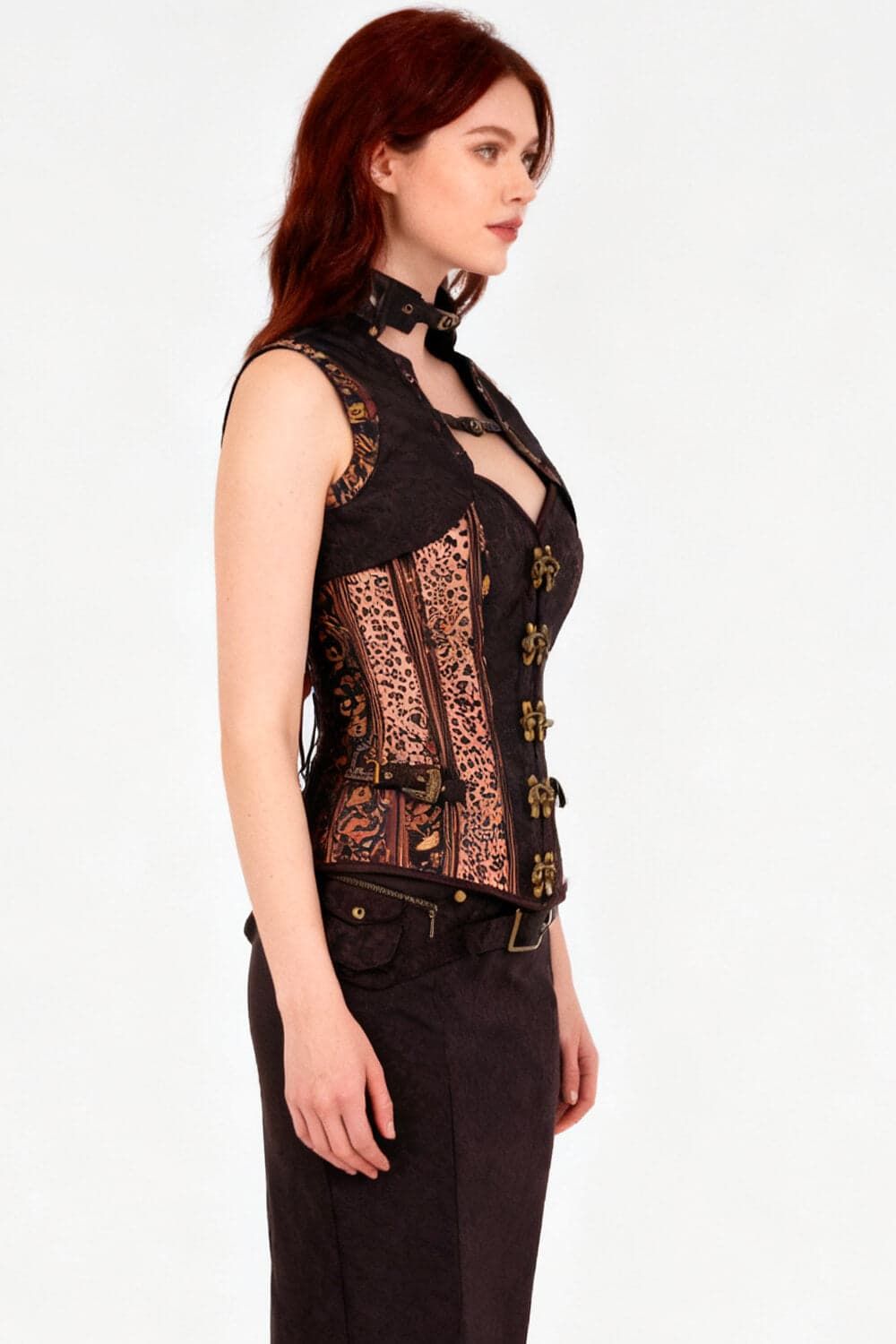 Sharita Steampunk Leopard Baroque Overbust Corset – gotycka elegancja i śmiały styl