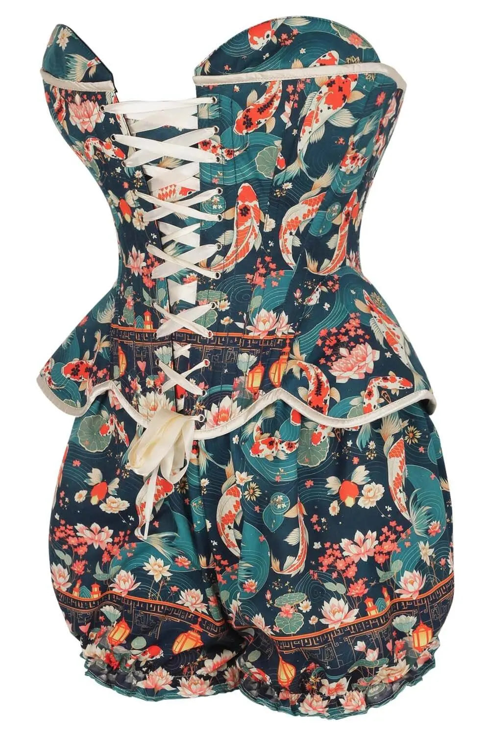 Danise Oriental Koi Garden Corset și Pantaloni Scurți Bufanți Set