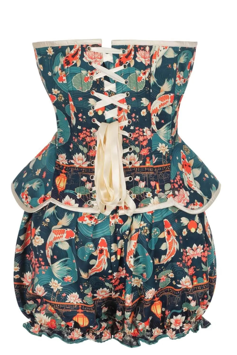 Danise Oriental Koi Garden Corset și Pantaloni Scurți Bufanți Set
