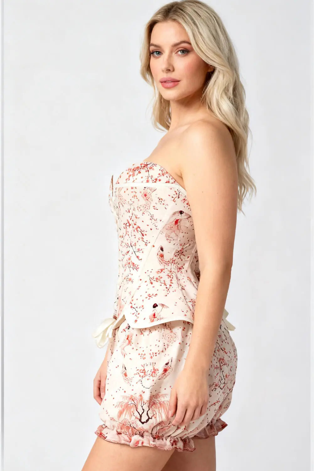 Carington Oriental Sakura Koi Corset și Pantaloni Scurți Bufanți Set