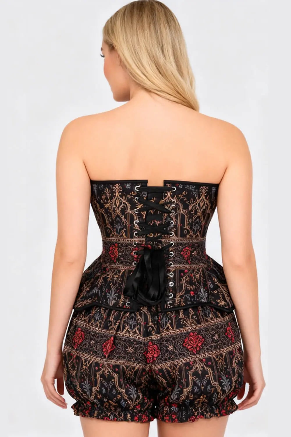 Gorset i bufiaste szorty Telisha Gothic Baroque Rose