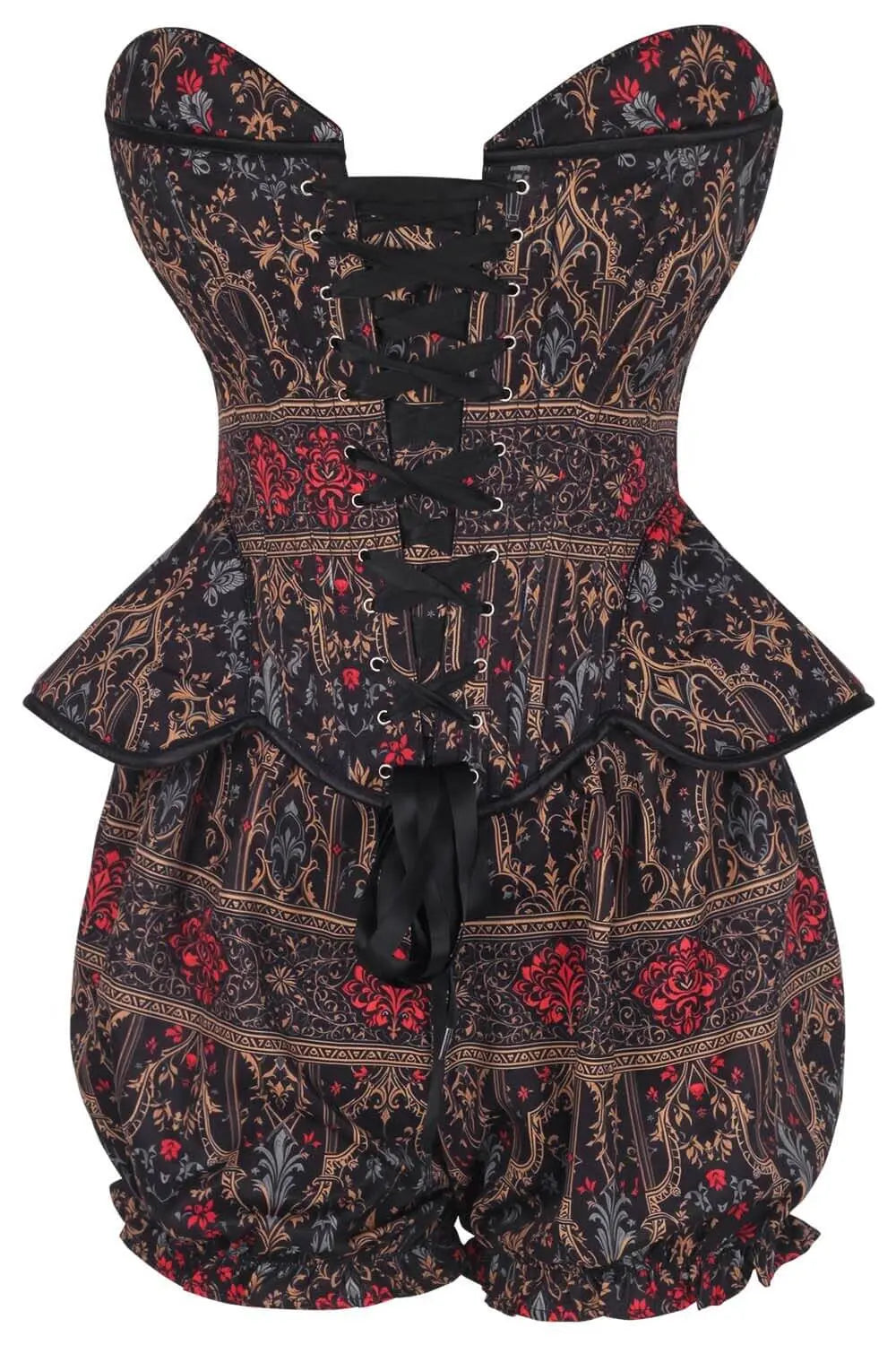 Gorset i bufiaste szorty Telisha Gothic Baroque Rose