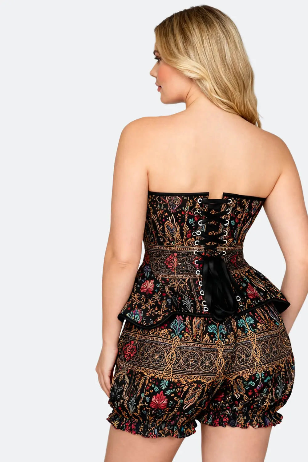 Suki Royal Baroque Garden Corset și Pantaloni Scurți Bufanți Set