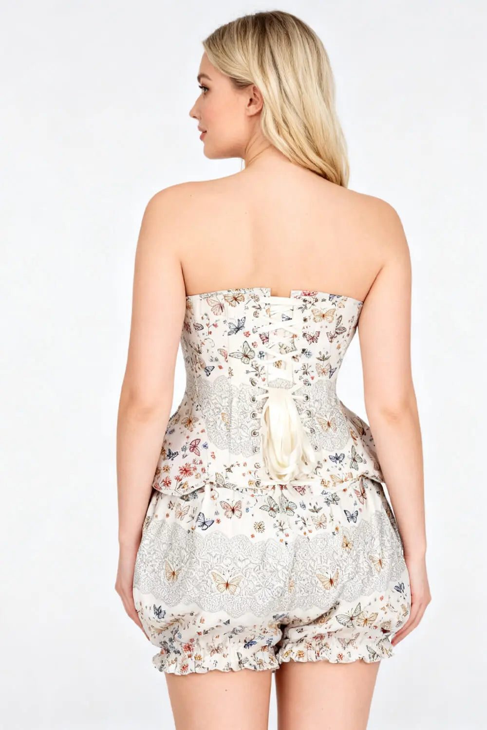 Zestaw Gorset Underbust Branda Butterfly Garden i bufiaste szorty