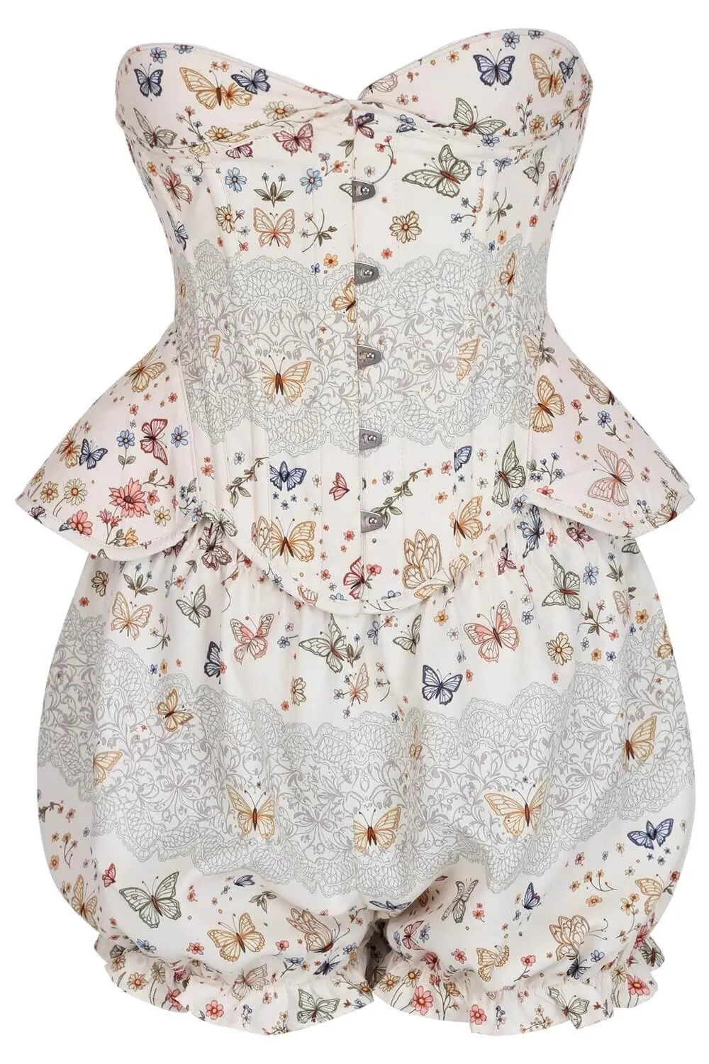Zestaw Gorset Underbust Branda Butterfly Garden i bufiaste szorty