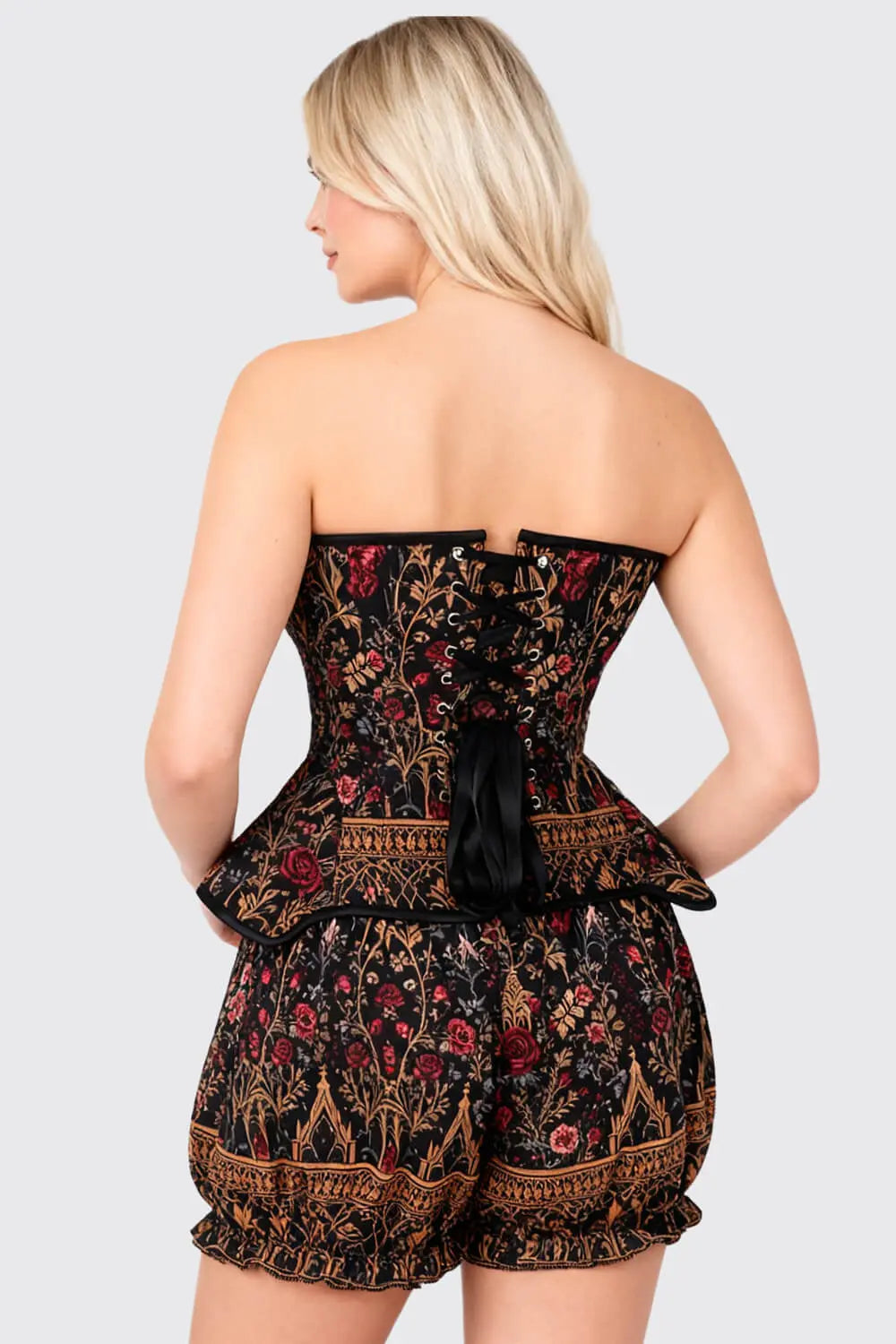Lovella Gothic Rose Garden Corset și Pantaloni Scurți Bufanți Set