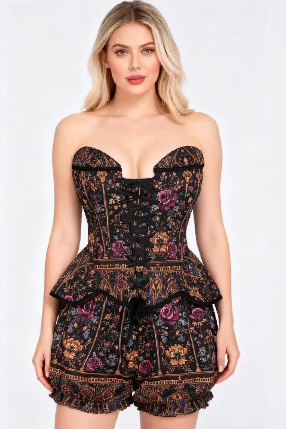 Terilynn Victorian Rose Noir - Komplet: Gorset i Spodenki Pufki