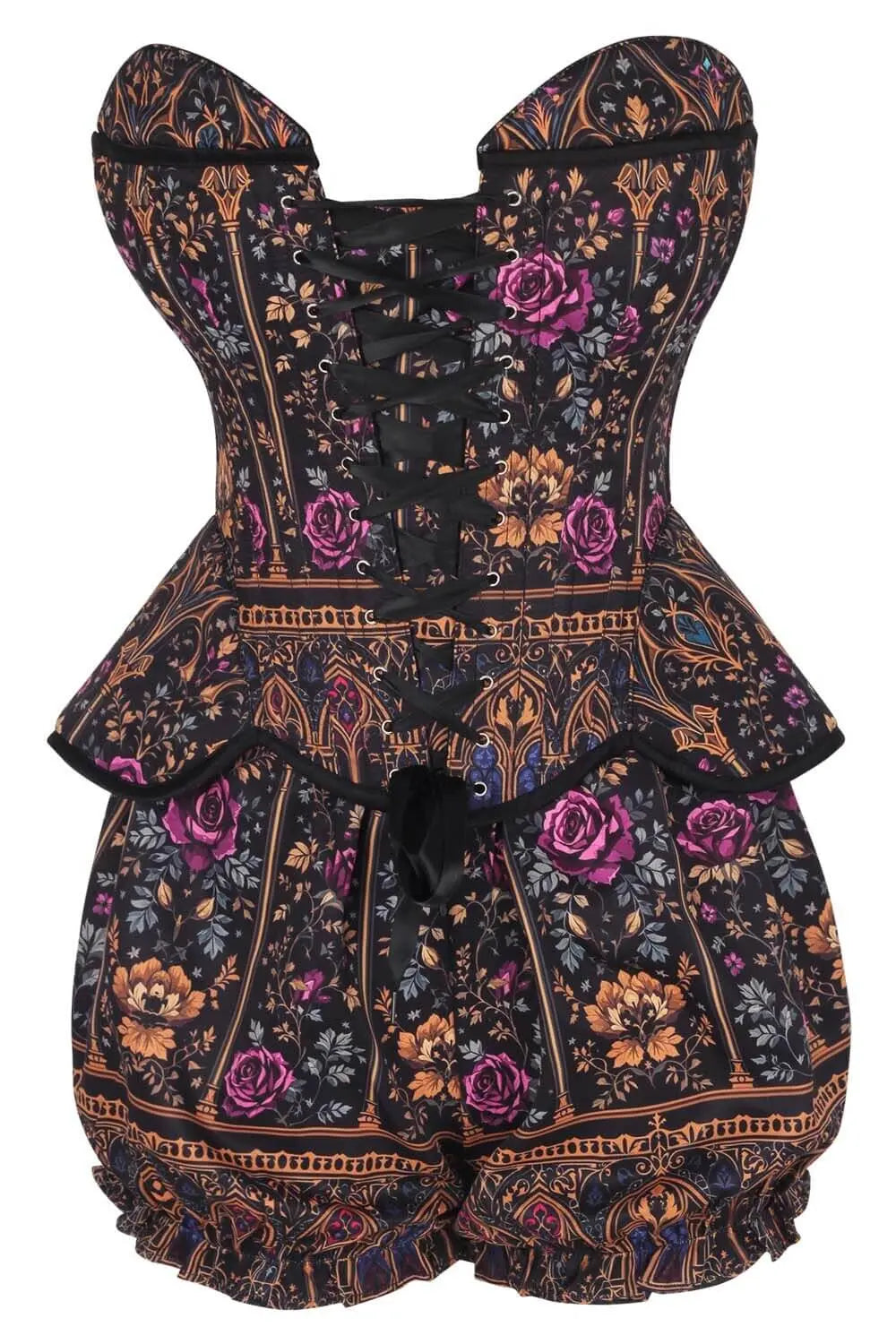 Terilynn Victorian Rose Noir - Komplet: Gorset i Spodenki Pufki
