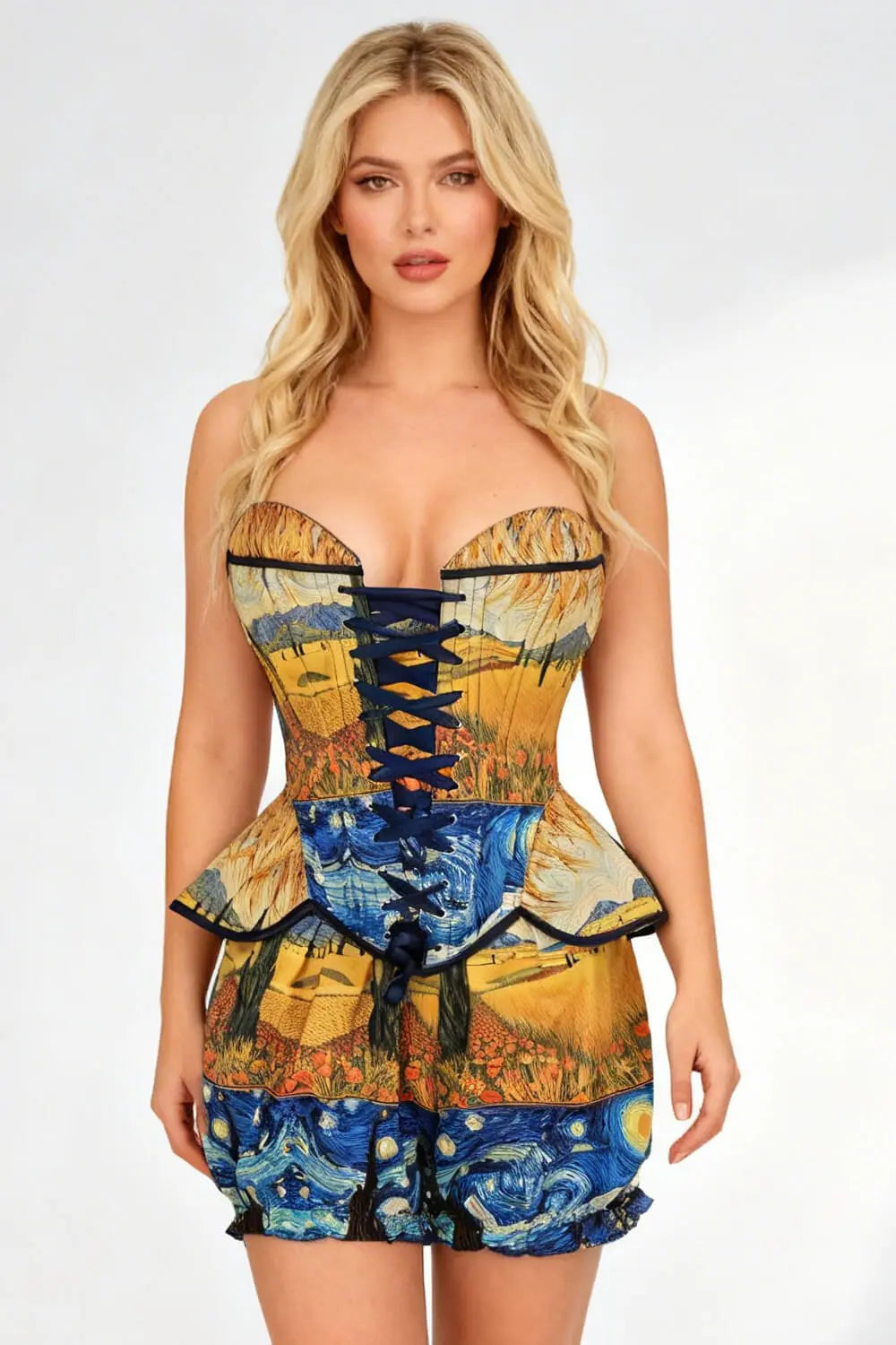 Kaylan Wheatfield Corset și Pantaloni Scurți Bufanți Set