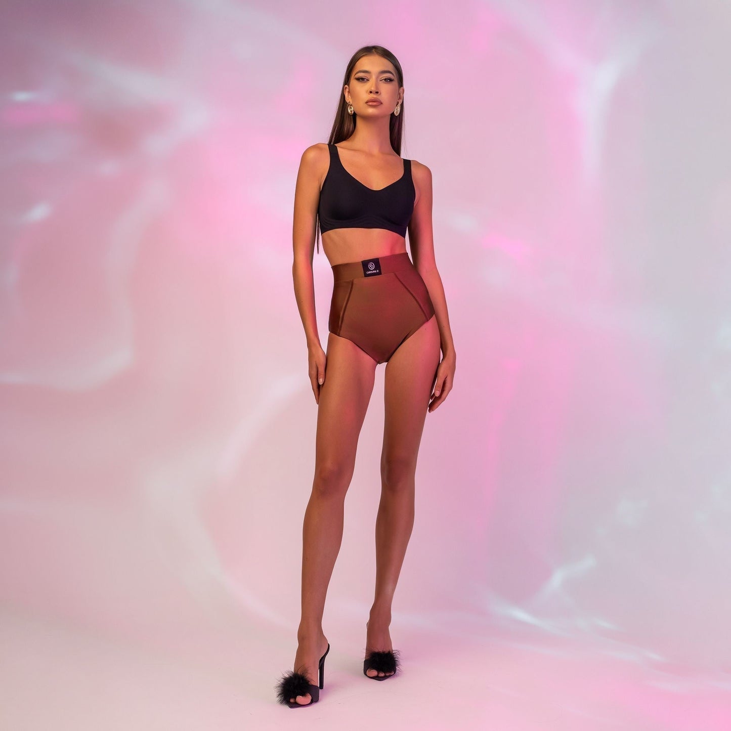 Chiloti modelatori din lycra cu talie inalta Macadamia