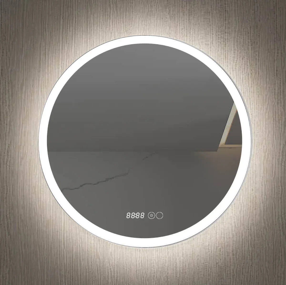 Oglinda baie, sistem iluminare LED, IP44, 80cm, Dezaburire, Touch, Ceas