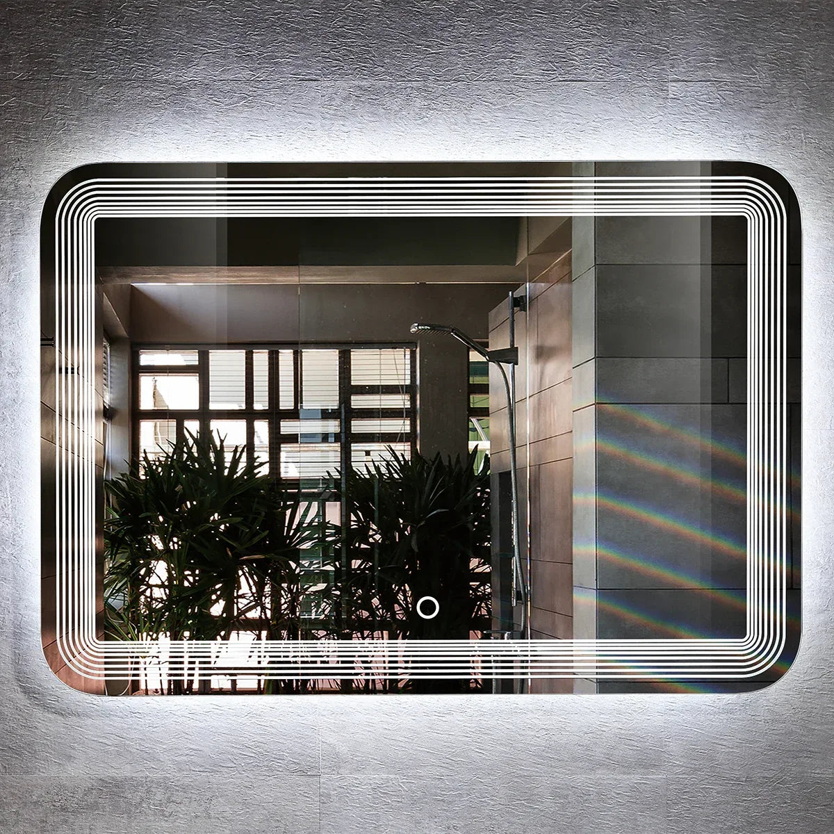 Oglinda baie, sistem iluminare LED, IP44, 100x70cm, Dezaburire, Touch