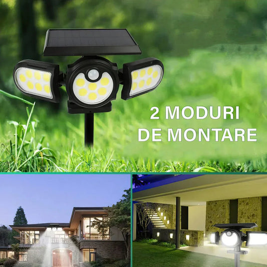 Lampa solara, cu senzor de miscare, lumina LED, acumulator, Naimeed, COB 140 LED-uri