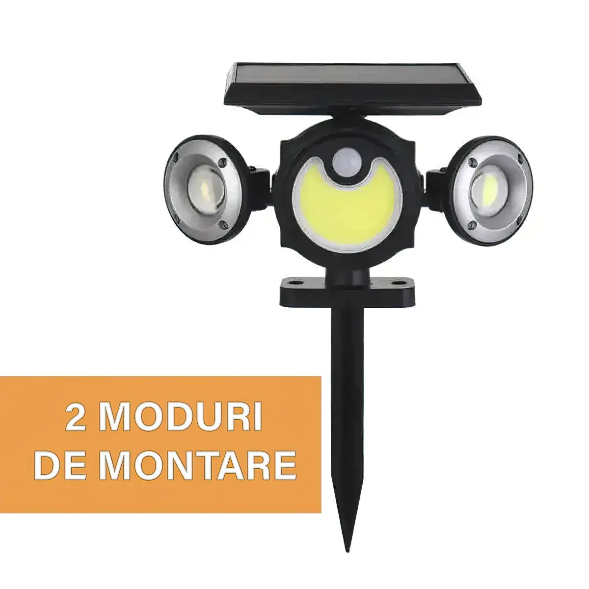 Lampă solară LED COB 88 cu senzor de mișcare PIR – iluminare puternică și eficientă pentru exterior